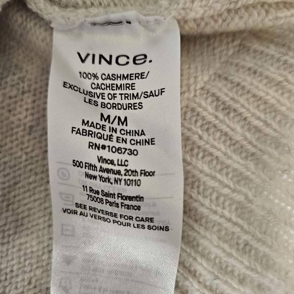 Vince Cream Cardigan 100% Cashmere Sweater with Cable-Knit Texture - Picture 7 of 7